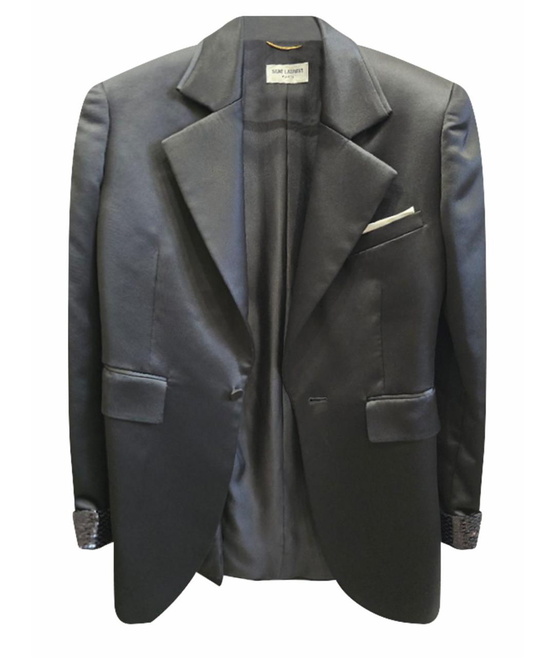 SAINT LAURENT Черный шелковый жакет/пиджак, фото 1