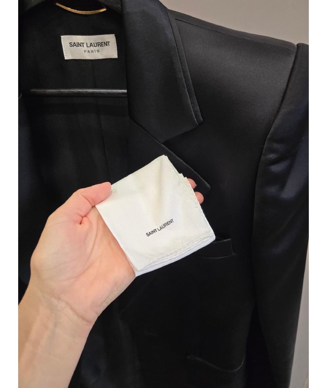 SAINT LAURENT Черный шелковый жакет/пиджак, фото 6