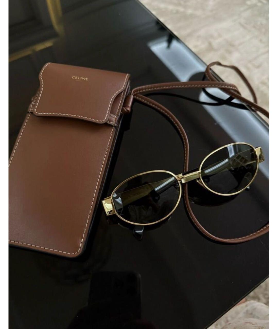 CELINE Золотые металлические солнцезащитные очки, фото 4