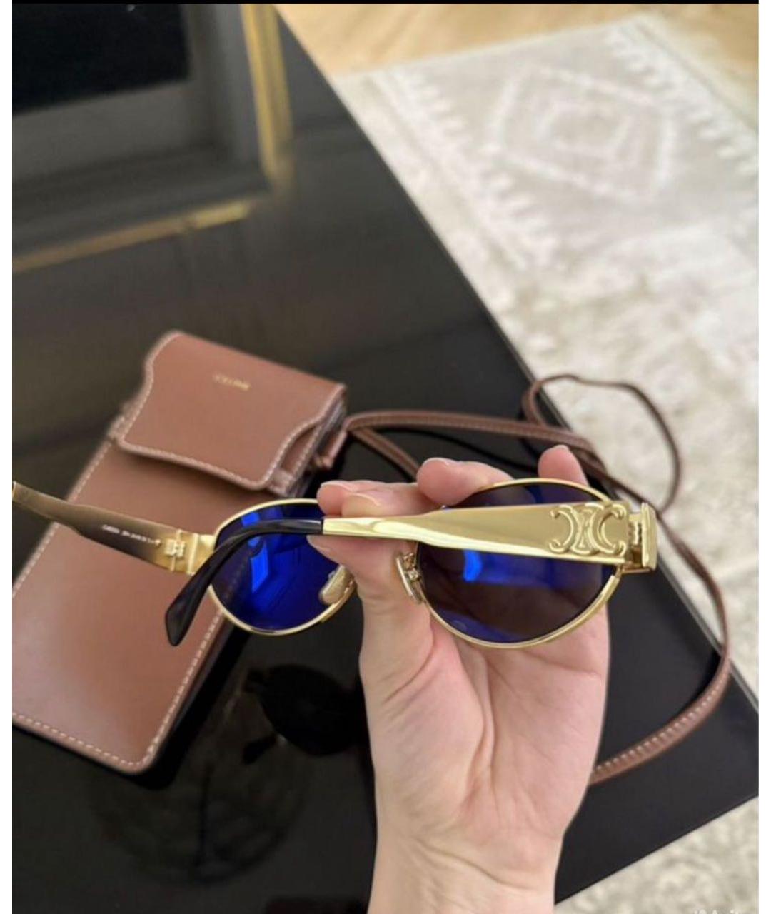 CELINE Золотые металлические солнцезащитные очки, фото 2