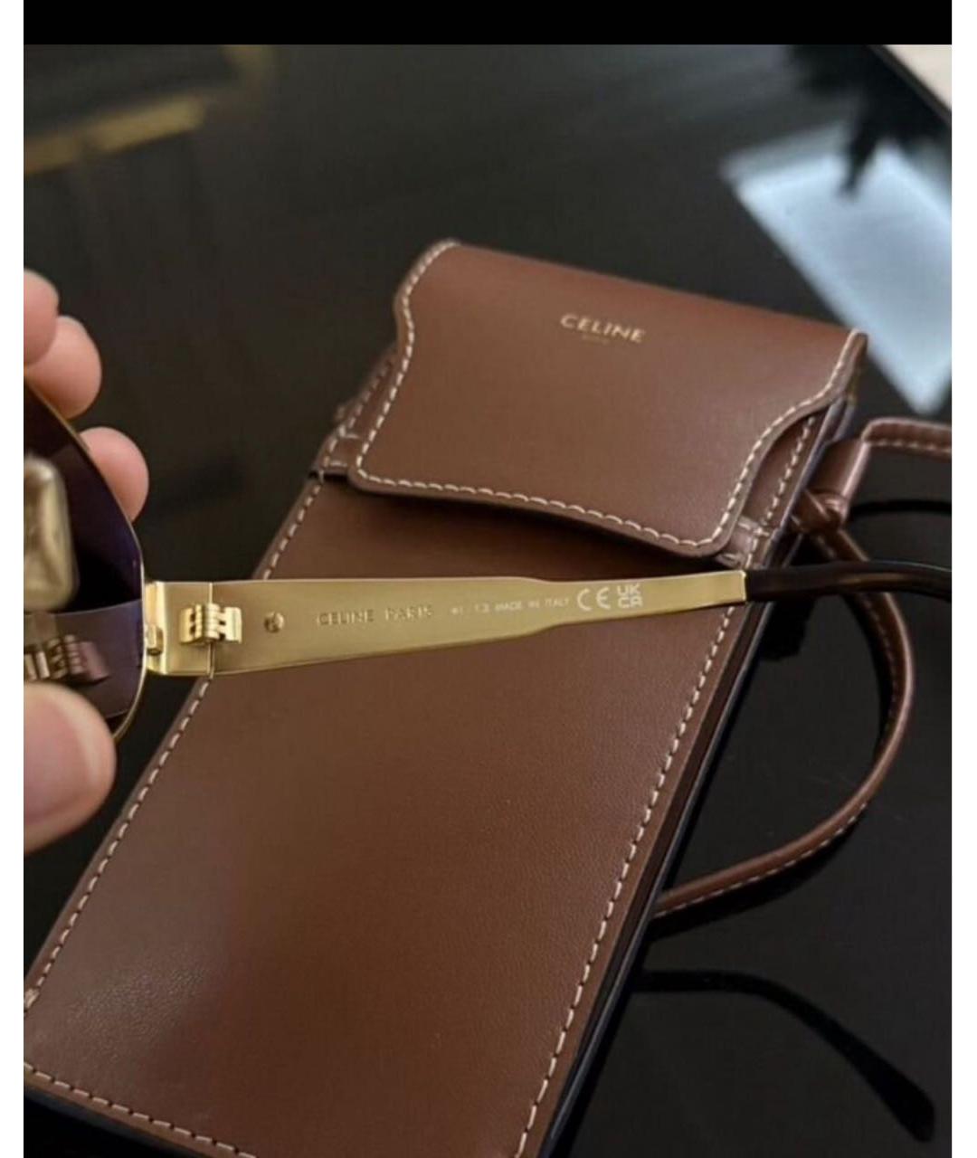 CELINE Золотые металлические солнцезащитные очки, фото 3