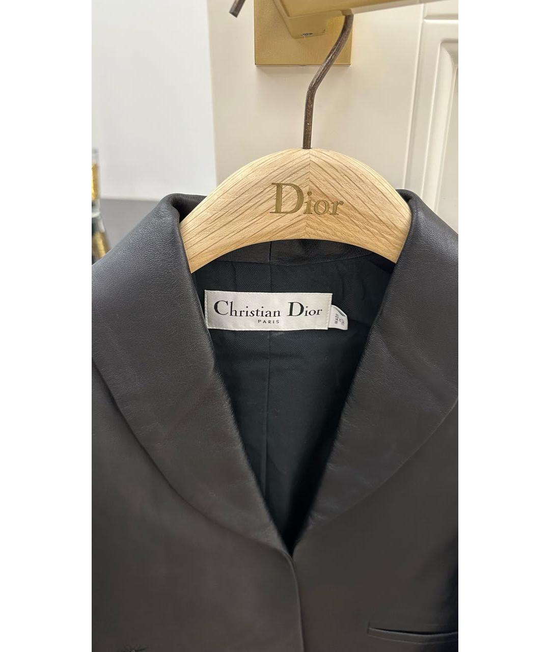CHRISTIAN DIOR Черный кожаный жакет/пиджак, фото 2