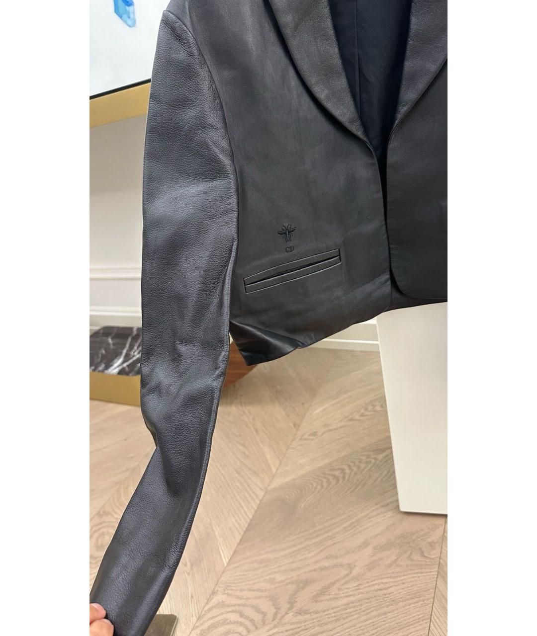 CHRISTIAN DIOR Черный кожаный жакет/пиджак, фото 3