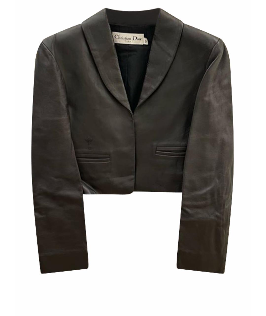 CHRISTIAN DIOR Черный кожаный жакет/пиджак, фото 1