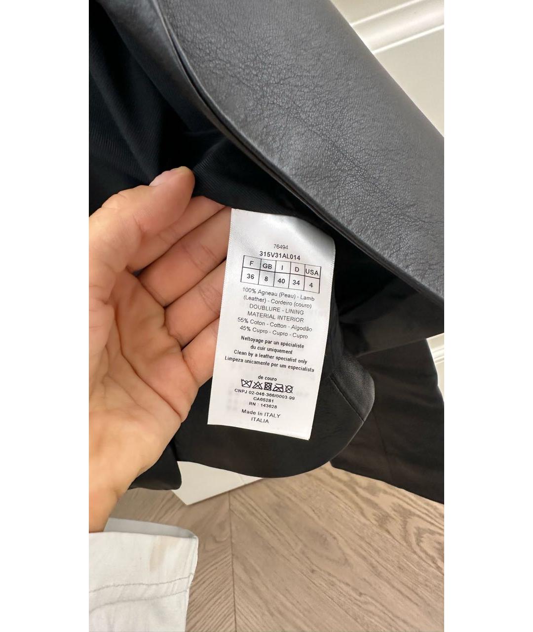 CHRISTIAN DIOR Черный кожаный жакет/пиджак, фото 4