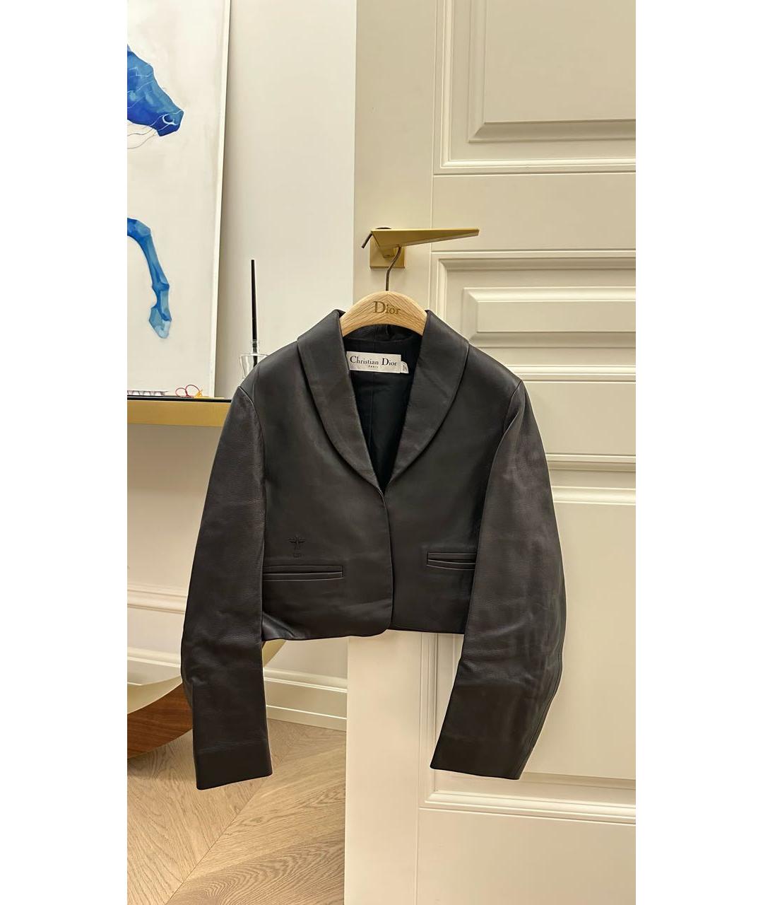 CHRISTIAN DIOR Черный кожаный жакет/пиджак, фото 6