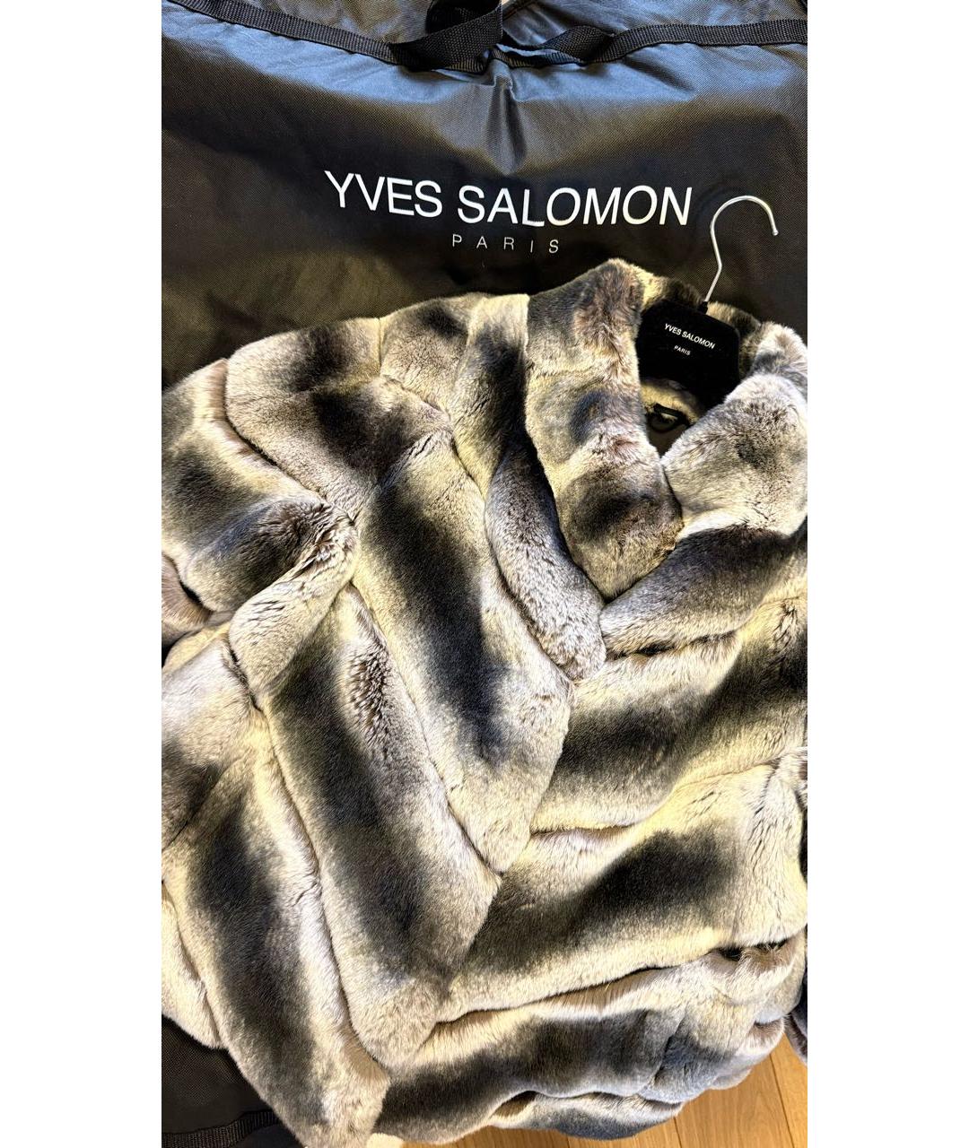 YVES SALOMON Серая меховая шуба, фото 5