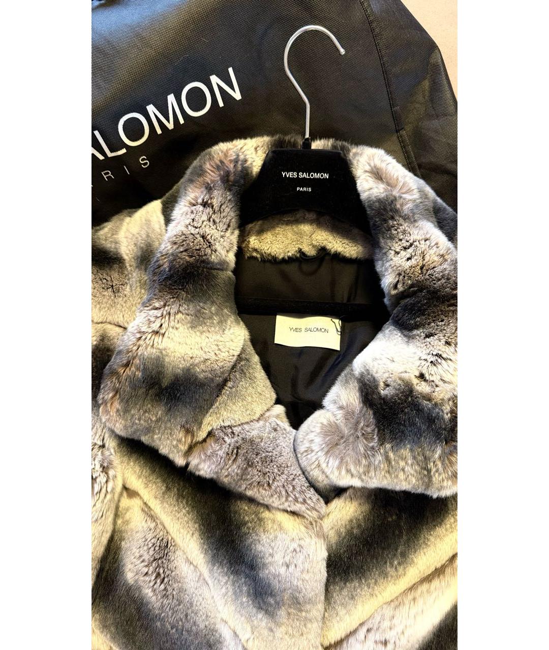 YVES SALOMON Серая меховая шуба, фото 3