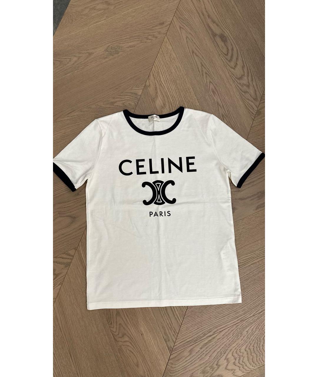 CELINE Белая хлопковая футболка, фото 3