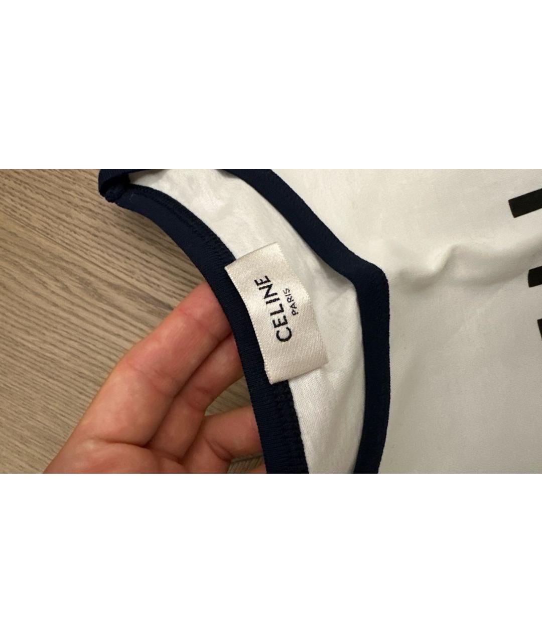 CELINE Белая хлопковая футболка, фото 2