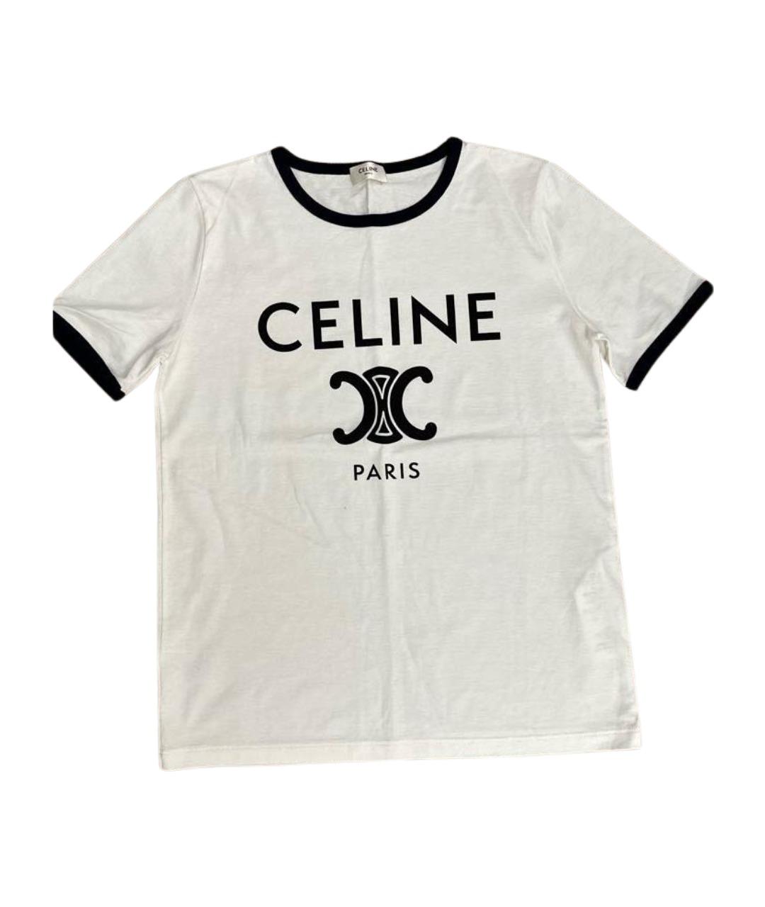 CELINE Белая хлопковая футболка, фото 1