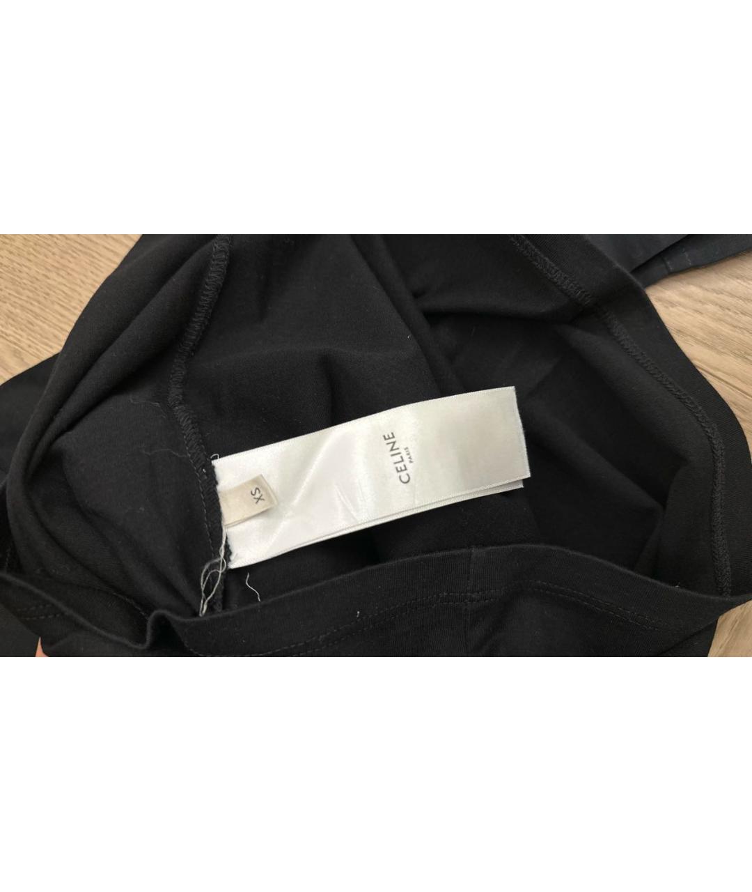 CELINE Черная хлопковая футболка, фото 2