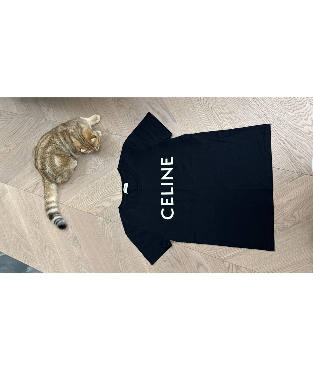 CELINE Черная хлопковая футболка, фото 3