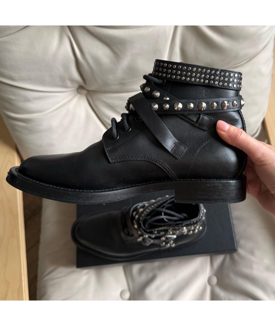 SAINT LAURENT Черные кожаные ботинки, фото 5