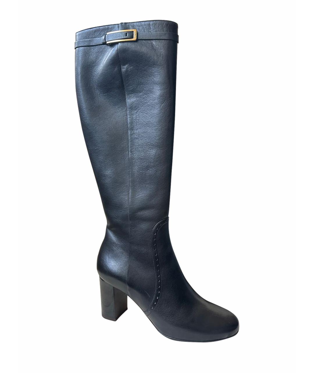 FERRAGAMO Черные кожаные сапоги, фото 1