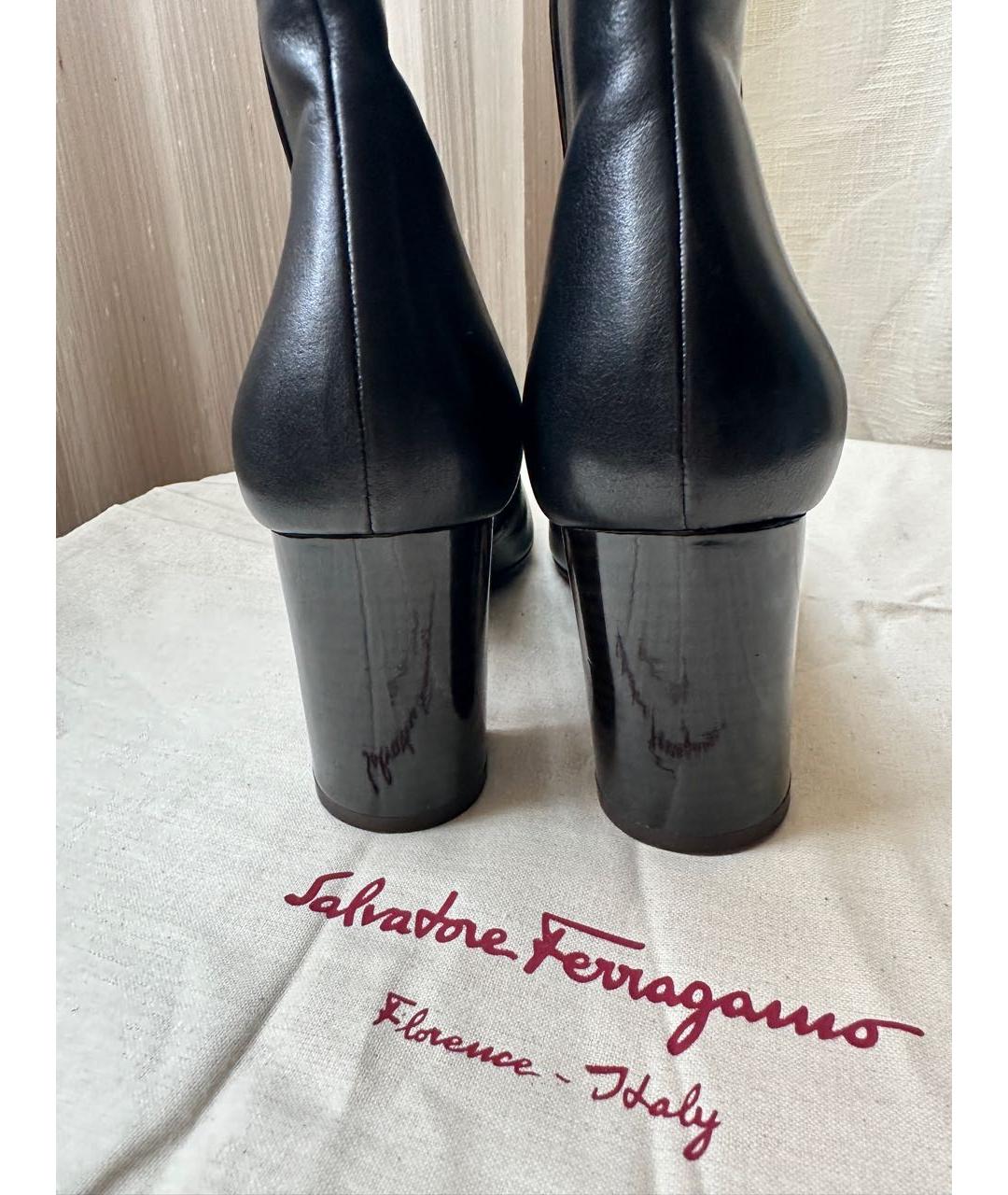 FERRAGAMO Черные кожаные сапоги, фото 7