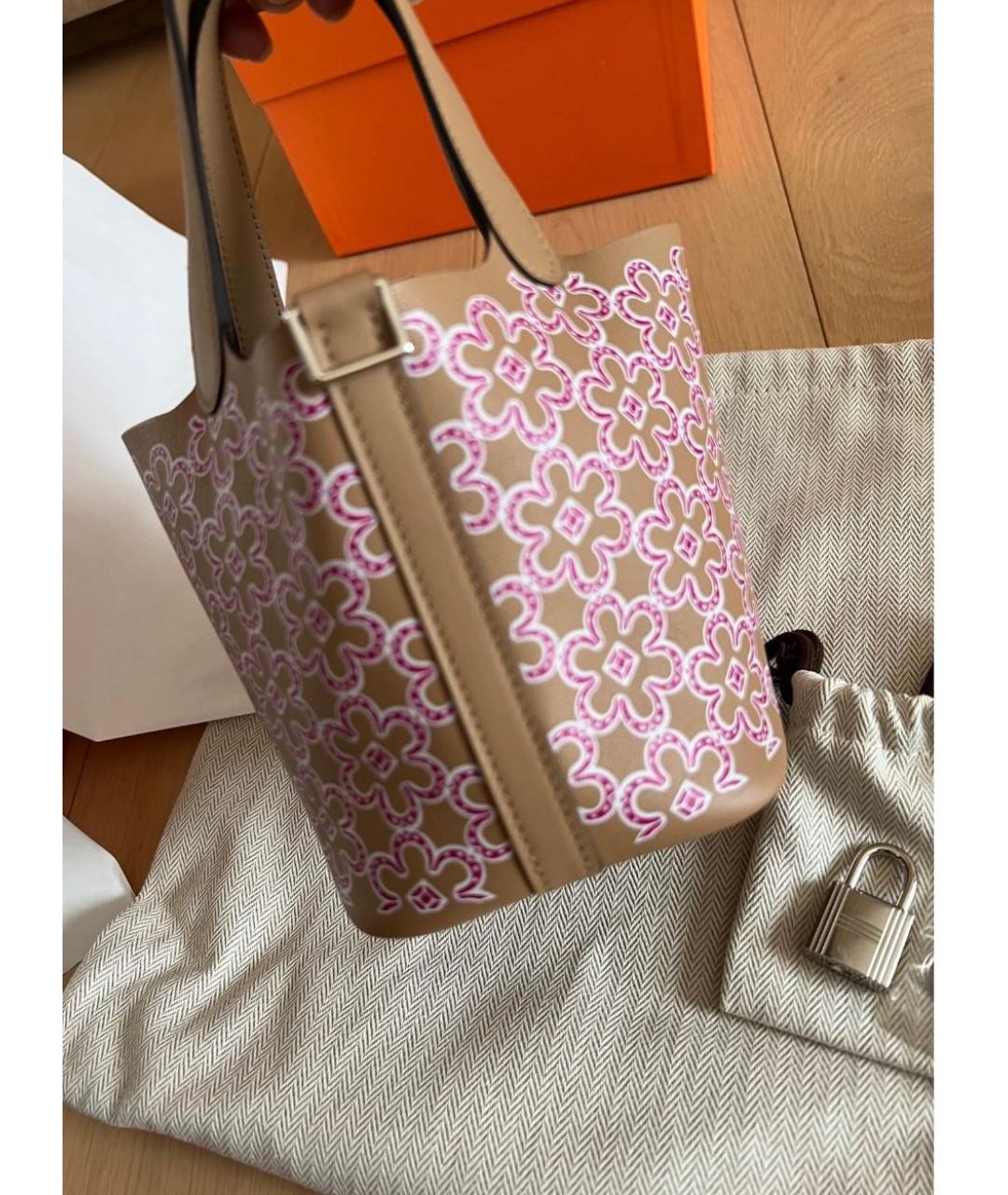 HERMES Коричневая кожаная сумка с короткими ручками, фото 2