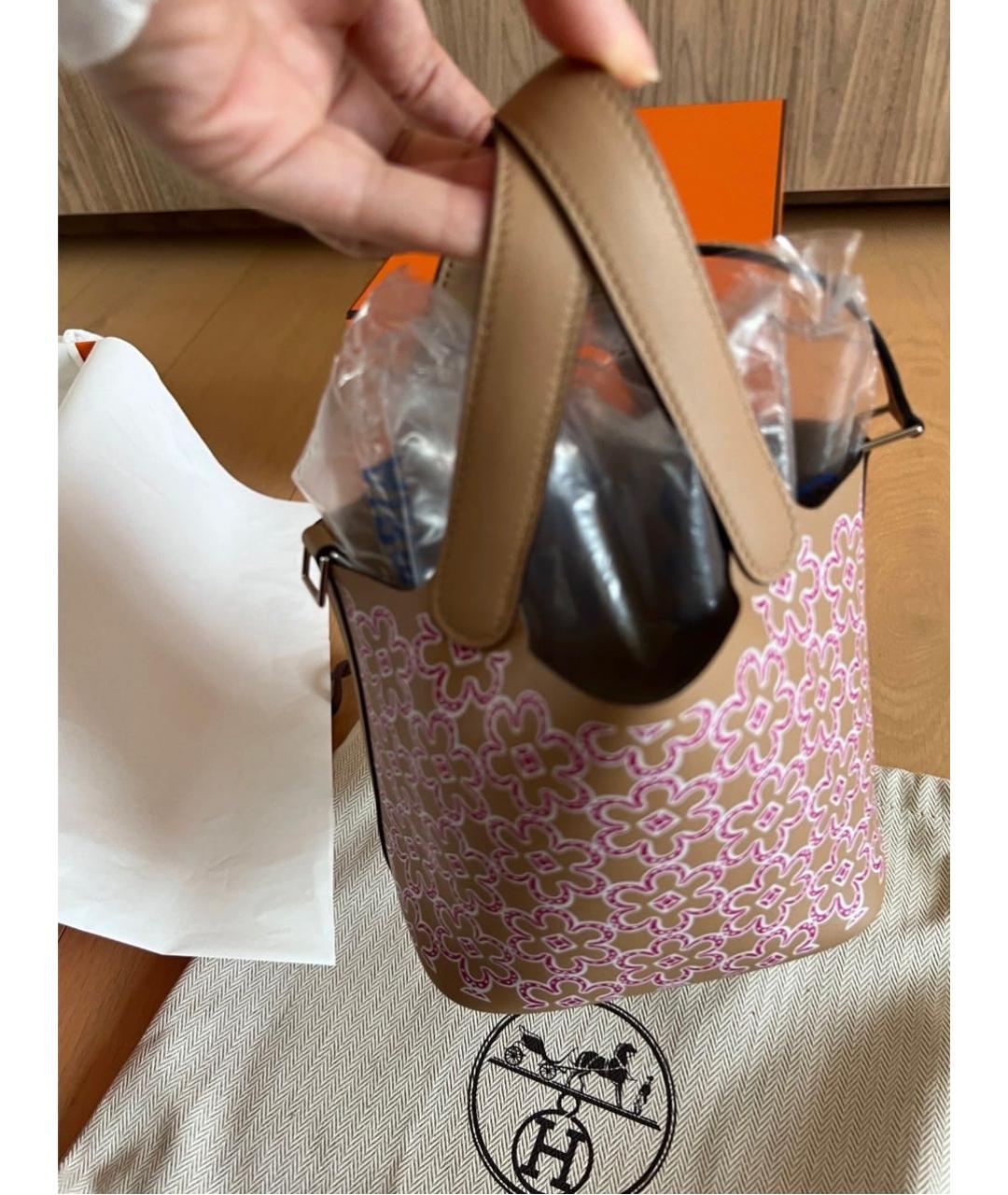 HERMES Коричневая кожаная сумка с короткими ручками, фото 3