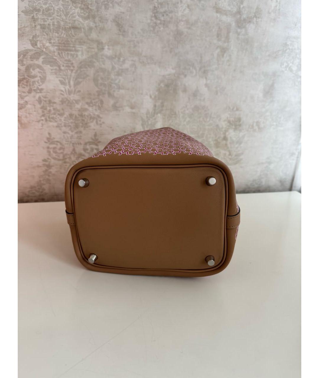 HERMES Коричневая кожаная сумка с короткими ручками, фото 8
