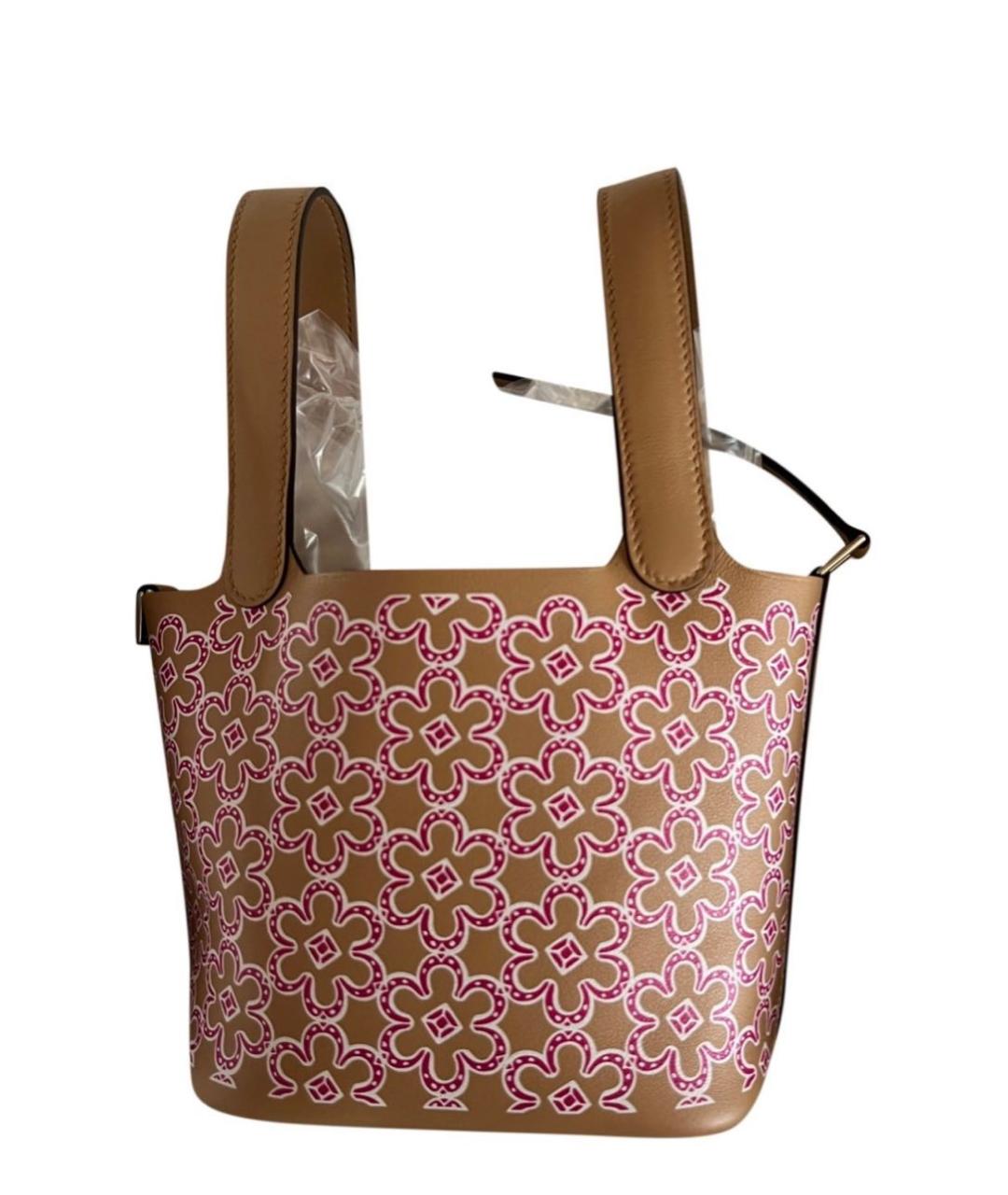 HERMES Коричневая кожаная сумка с короткими ручками, фото 9