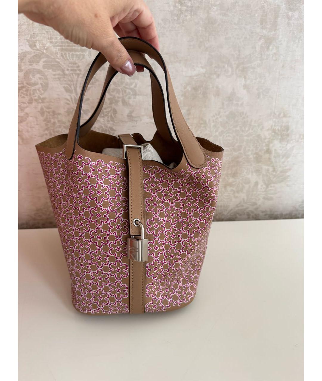 HERMES Коричневая кожаная сумка с короткими ручками, фото 4