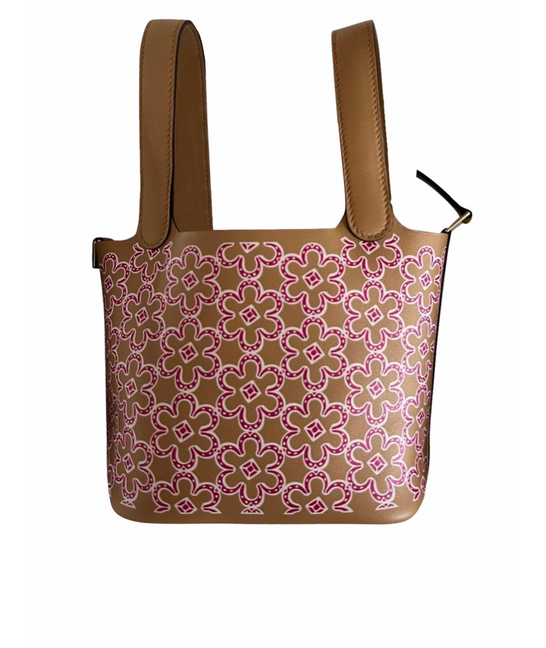 HERMES Коричневая кожаная сумка с короткими ручками, фото 1