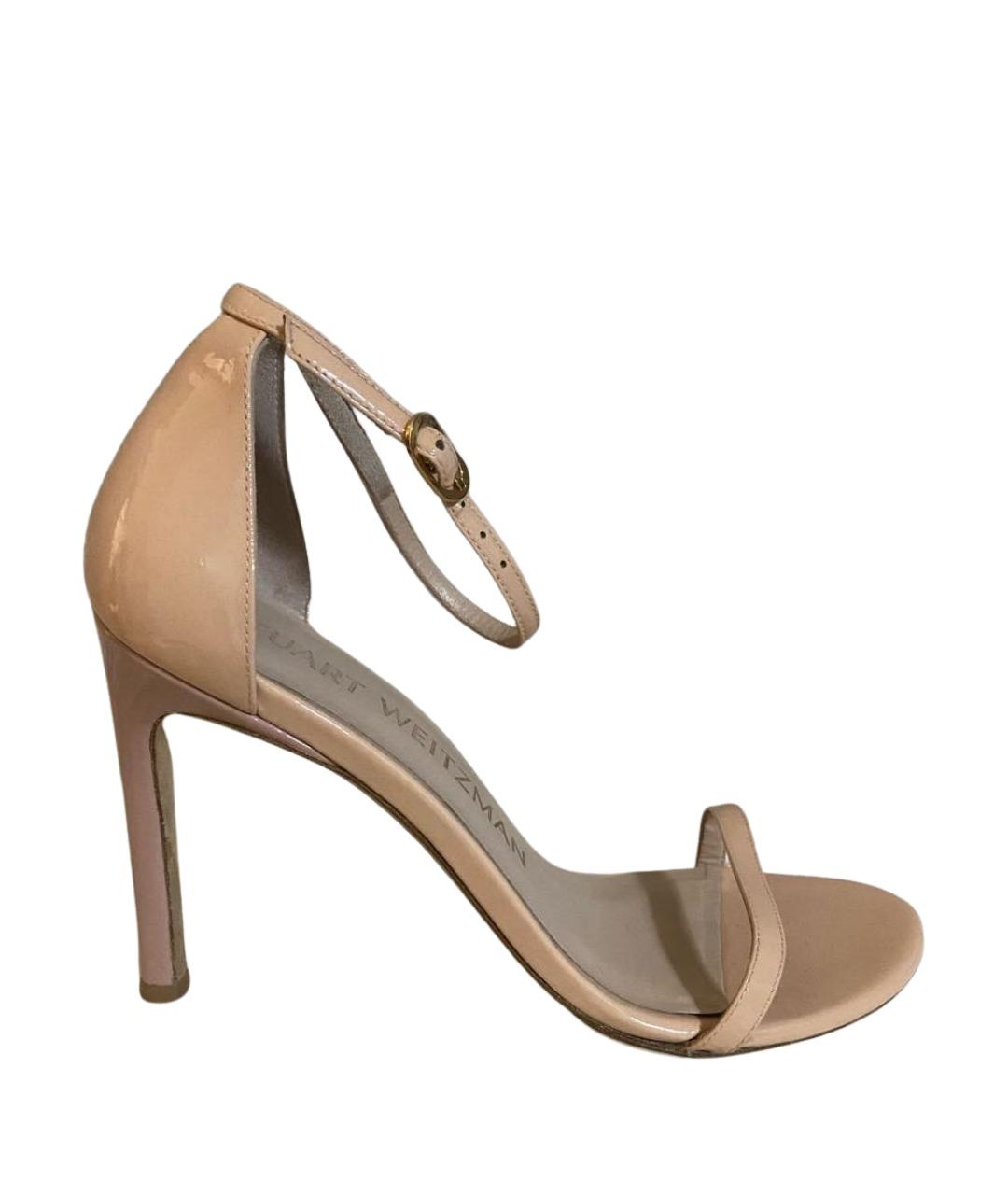 STUART WEITZMAN Бежевые босоножки из лакированной кожи, фото 1