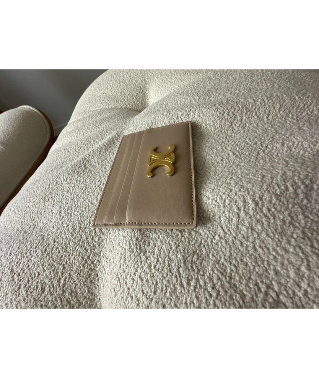 CELINE Бежевый кожаный кардхолдер, фото 2