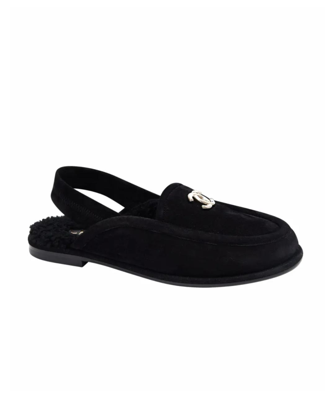 CHANEL Черные замшевые лоферы, фото 4