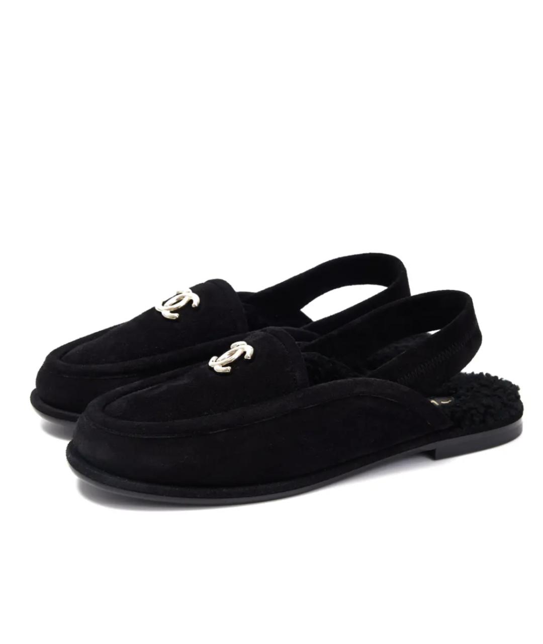 CHANEL Черные замшевые лоферы, фото 5