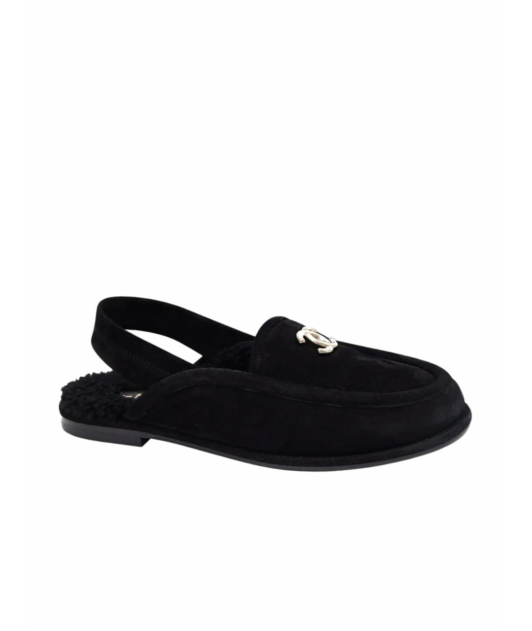 CHANEL Черные замшевые лоферы, фото 1