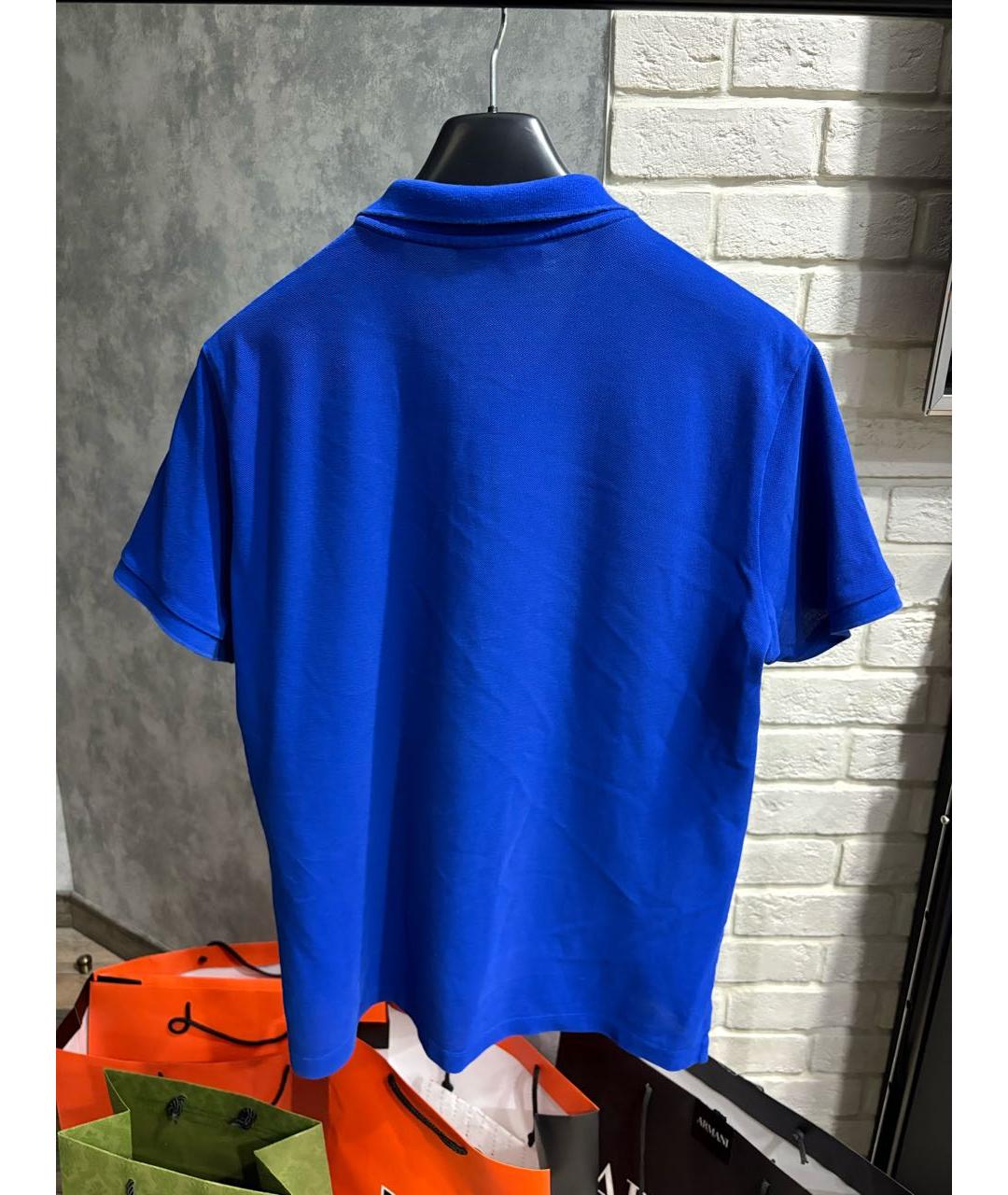 BURBERRY Синее хлопковое поло с коротким рукавом, фото 3