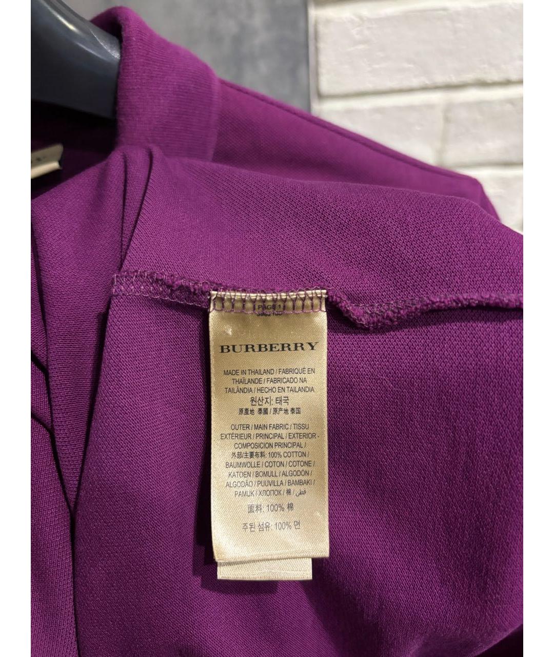 BURBERRY Фиолетовое хлопковое поло с коротким рукавом, фото 6