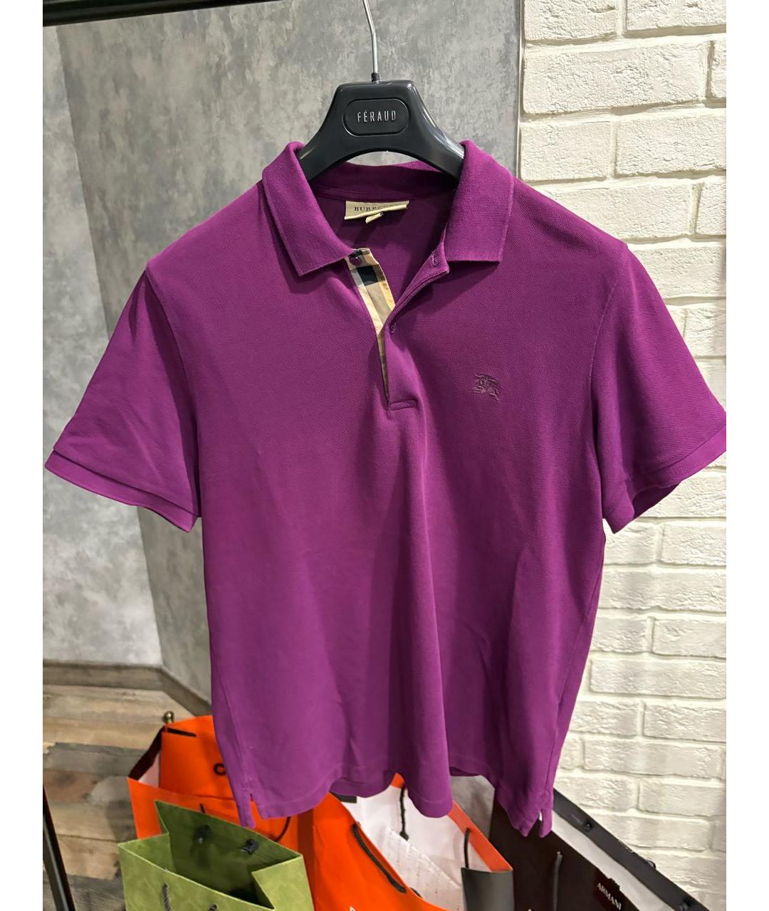 BURBERRY Фиолетовое хлопковое поло с коротким рукавом, фото 2