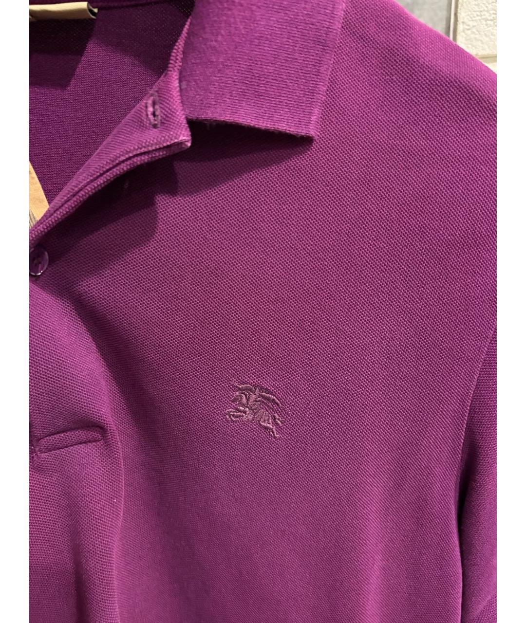 BURBERRY Фиолетовое хлопковое поло с коротким рукавом, фото 4