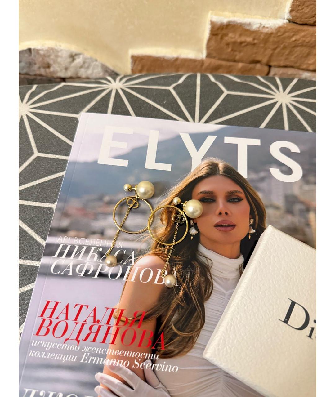 CHRISTIAN DIOR Золотые металлические серьги, фото 2