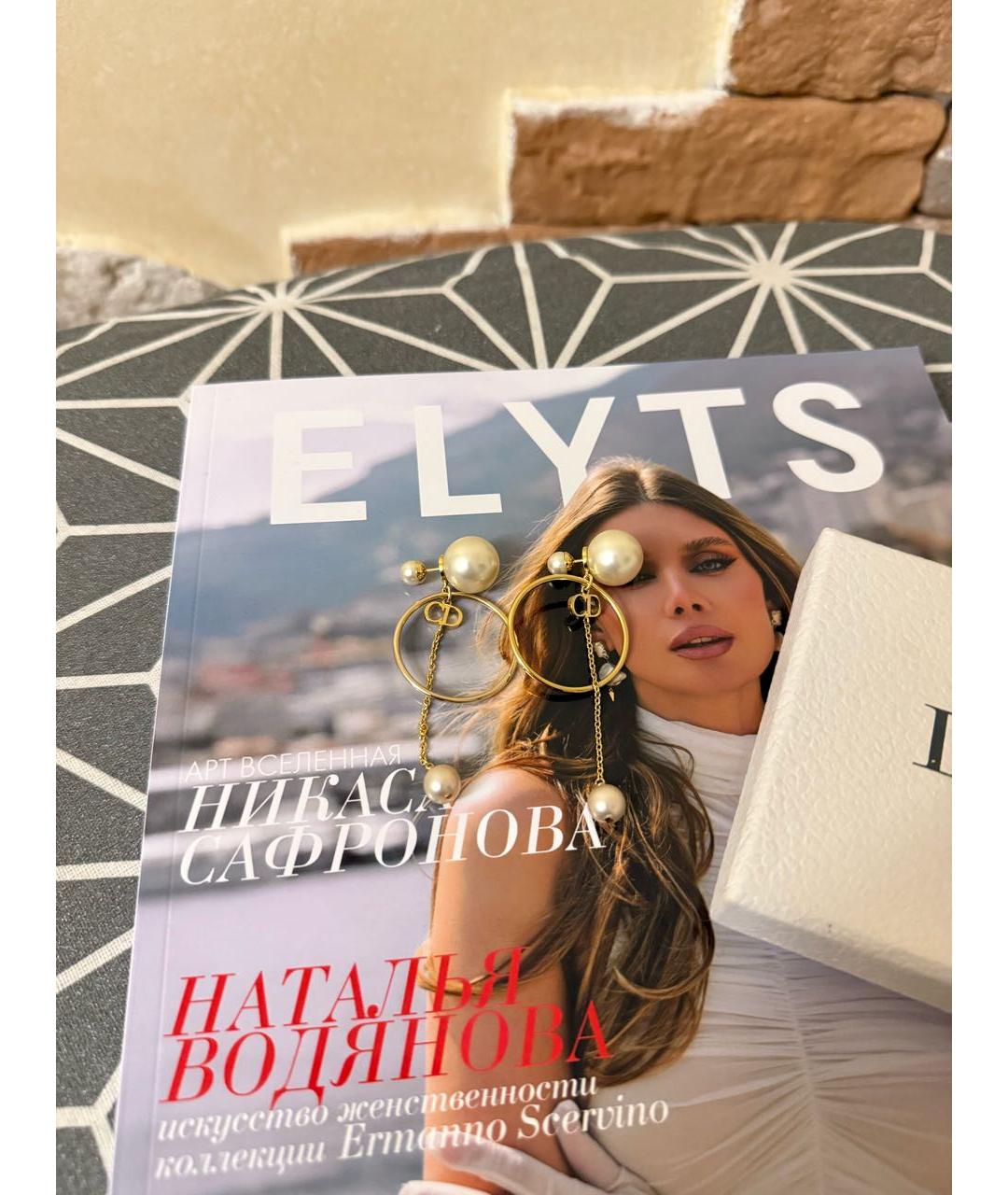 CHRISTIAN DIOR Золотые металлические серьги, фото 6