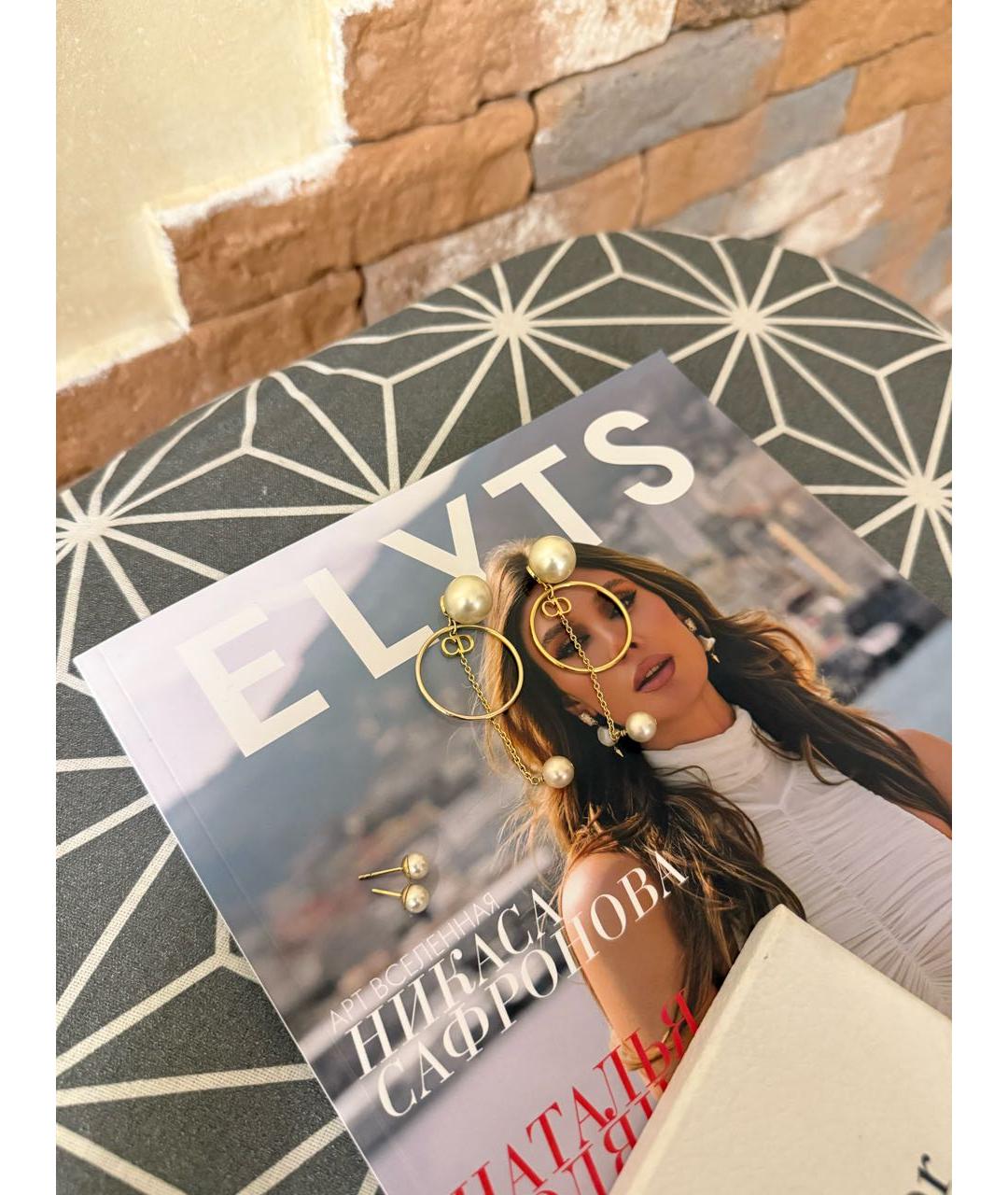 CHRISTIAN DIOR Золотые металлические серьги, фото 7