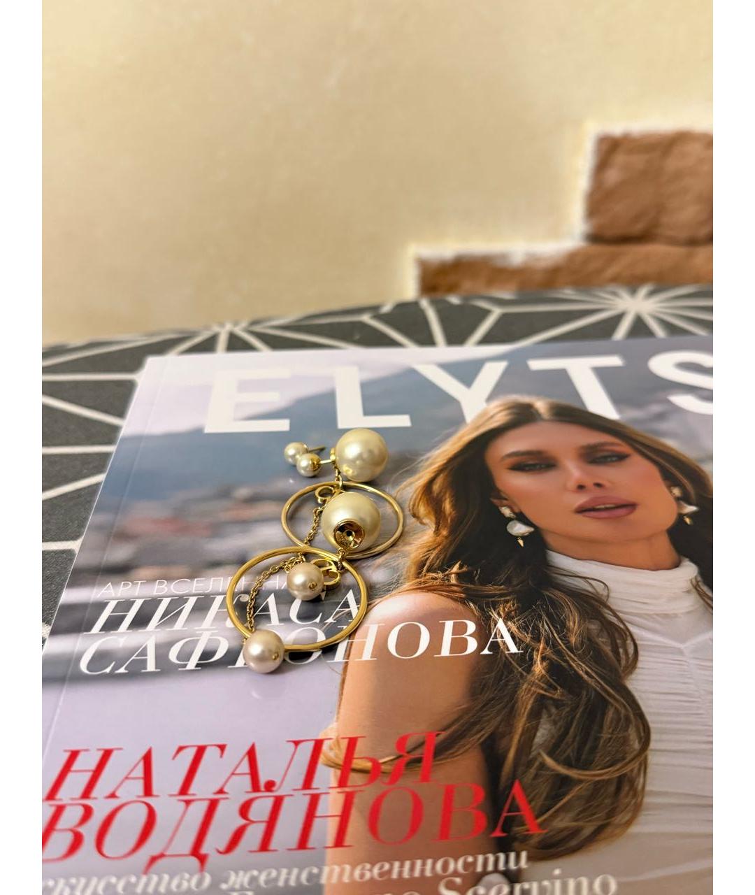 CHRISTIAN DIOR Золотые металлические серьги, фото 3