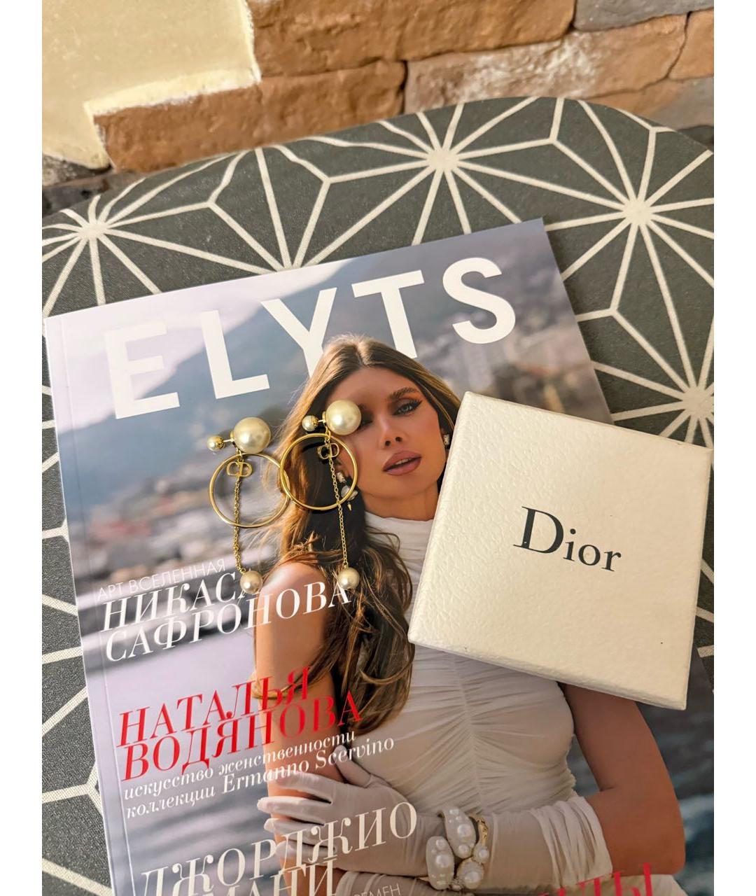 CHRISTIAN DIOR Золотые металлические серьги, фото 4