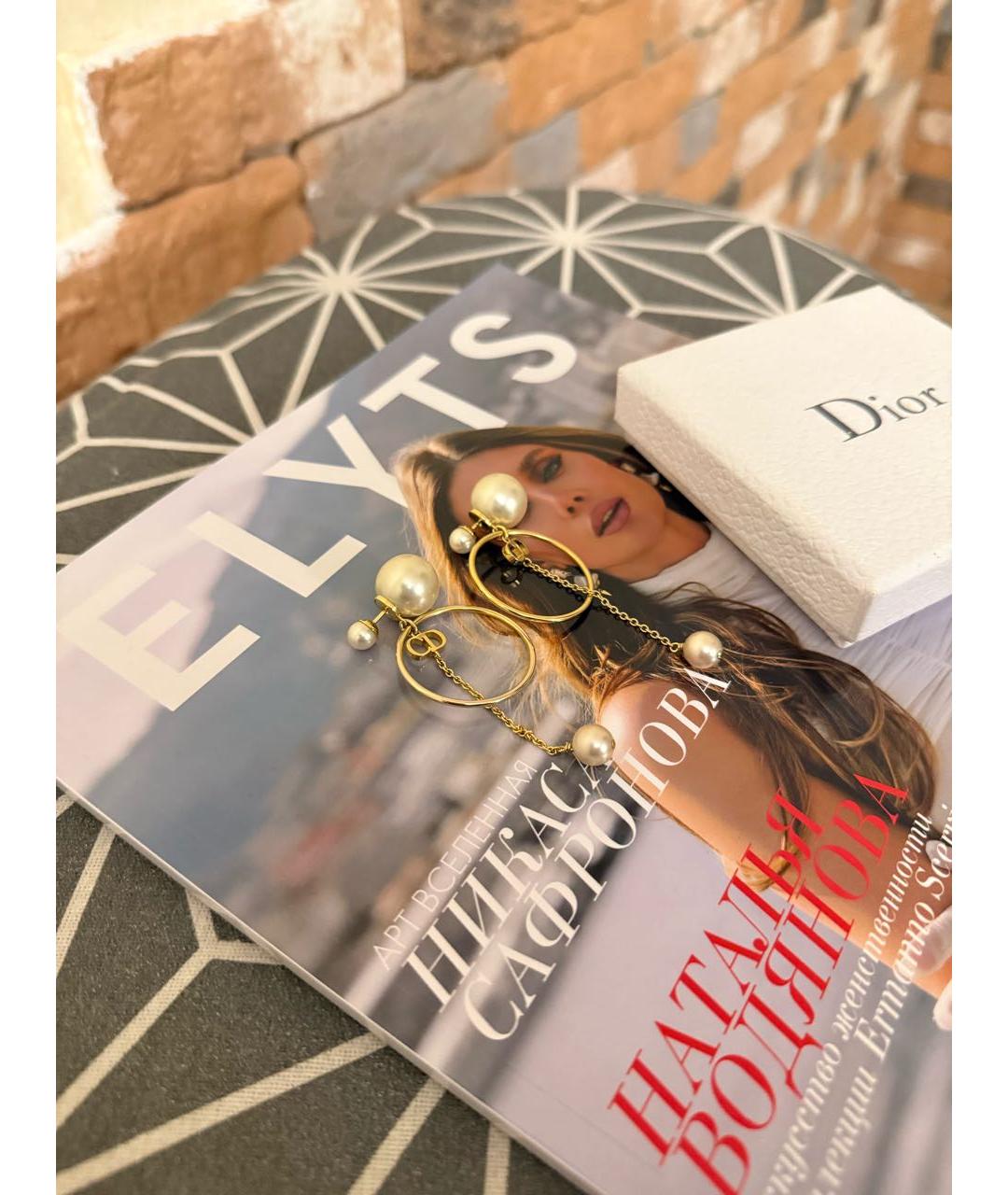CHRISTIAN DIOR Золотые металлические серьги, фото 5
