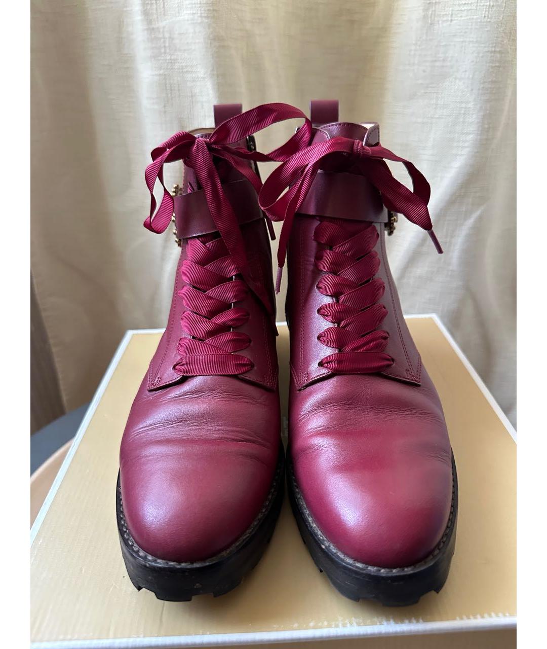 MICHAEL MICHAEL KORS Бордовые кожаные полусапоги, фото 3