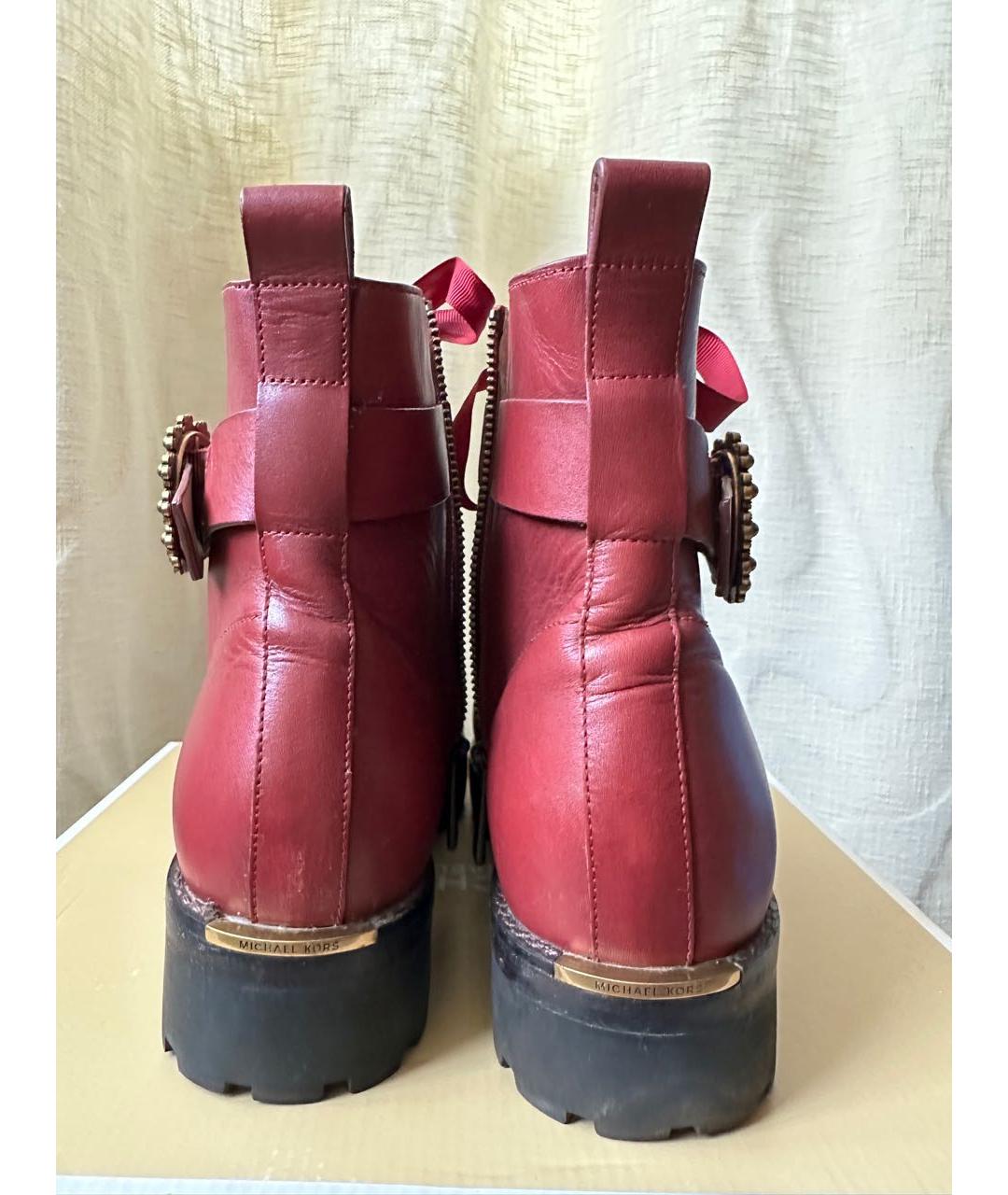 MICHAEL MICHAEL KORS Бордовые кожаные полусапоги, фото 6