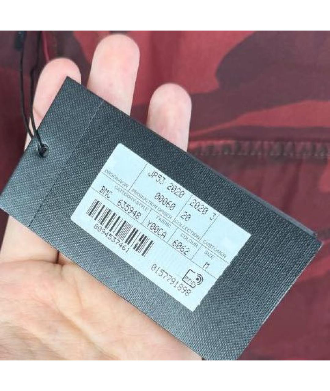 SAINT LAURENT Бордовая хлопковая рубашка, фото 7