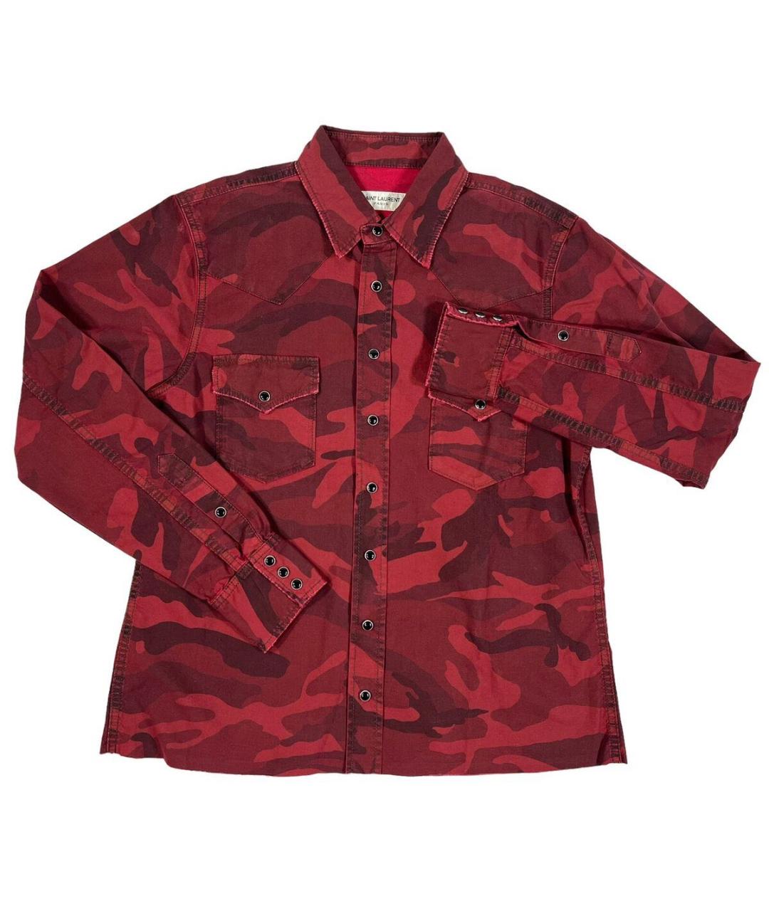 SAINT LAURENT Бордовая хлопковая рубашка, фото 1