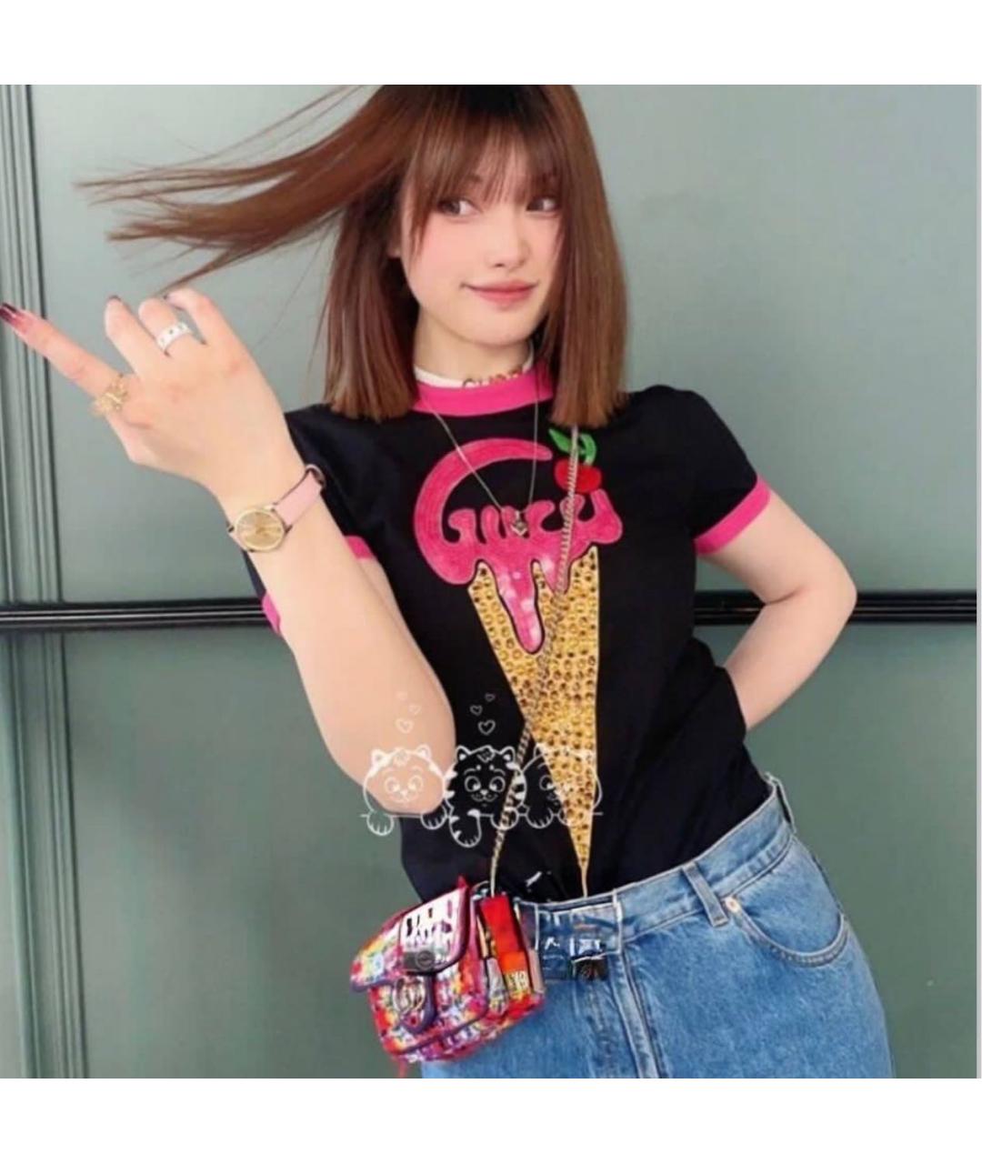 GUCCI Черная хлопковая футболка, фото 2