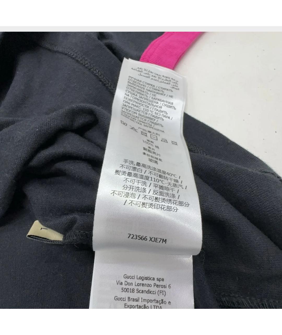 GUCCI Черная хлопковая футболка, фото 6