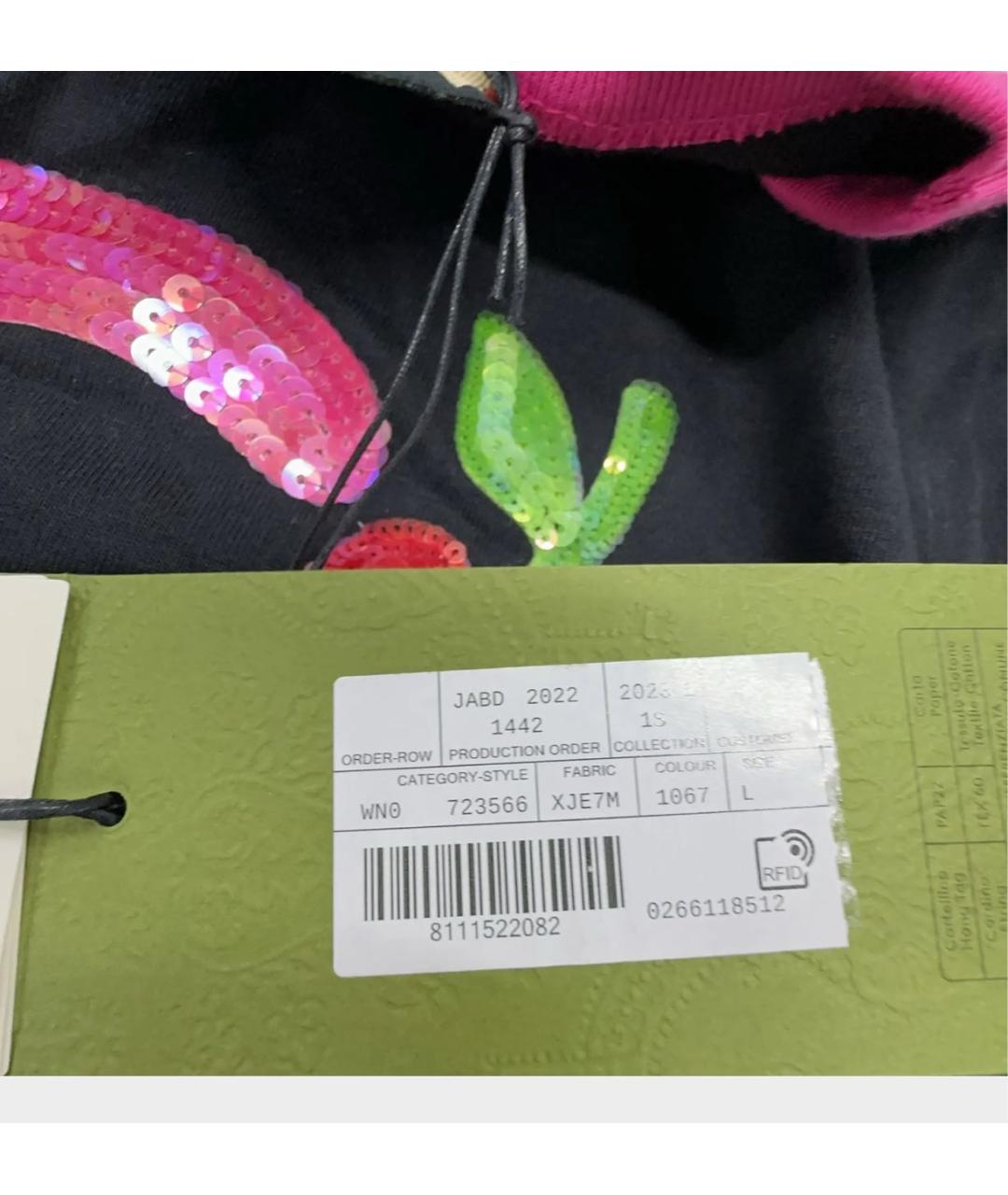 GUCCI Черная хлопковая футболка, фото 5