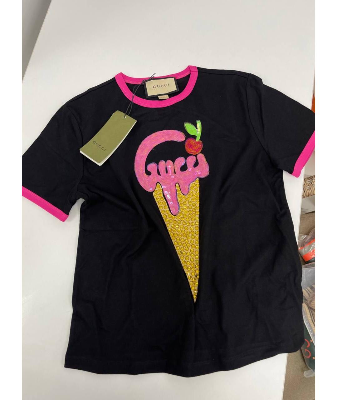 GUCCI Черная хлопковая футболка, фото 4