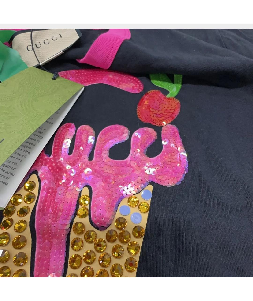 GUCCI Черная хлопковая футболка, фото 8